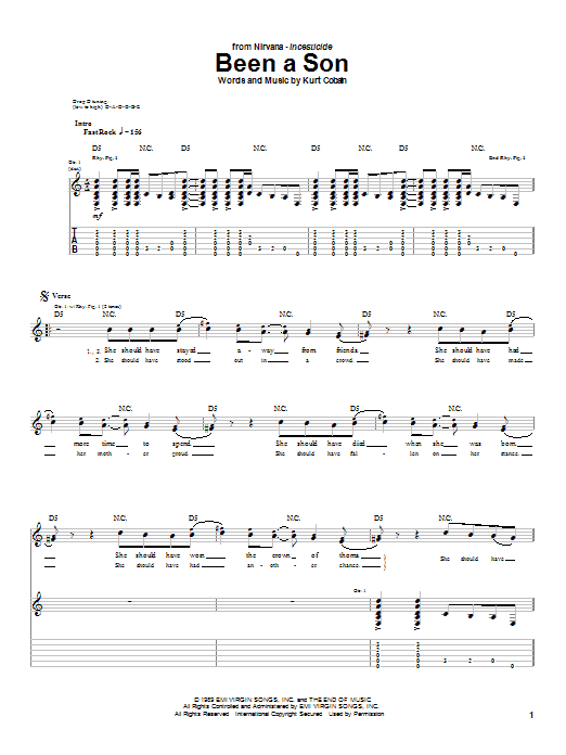 Nirvana Been A Son sheet music notes and chords arranged for Piano, Vocal & Guitar Chords (Right-Hand Melody)
