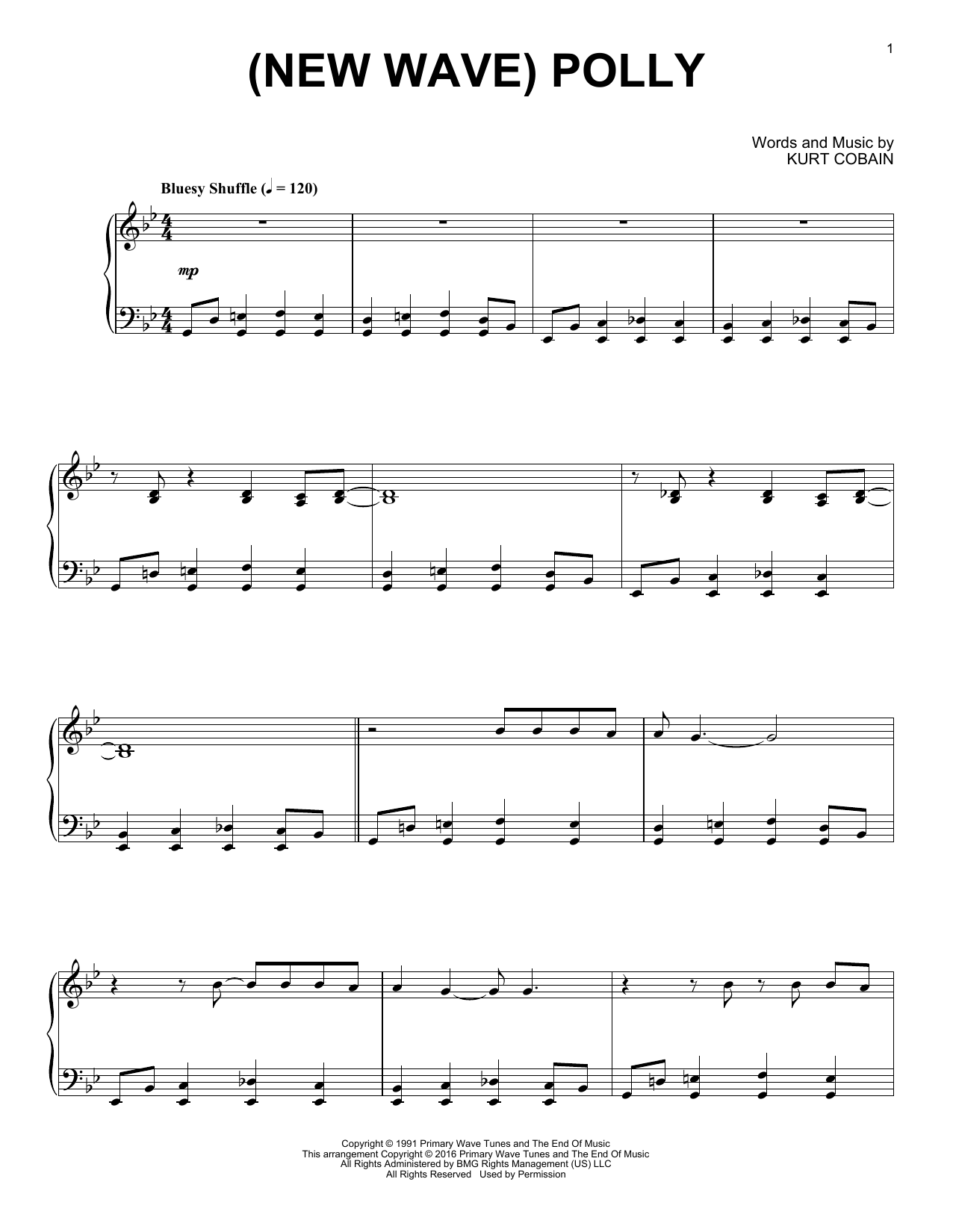 Nirvana (New Wave) Polly [Jazz version] sheet music notes and chords arranged for Piano Solo