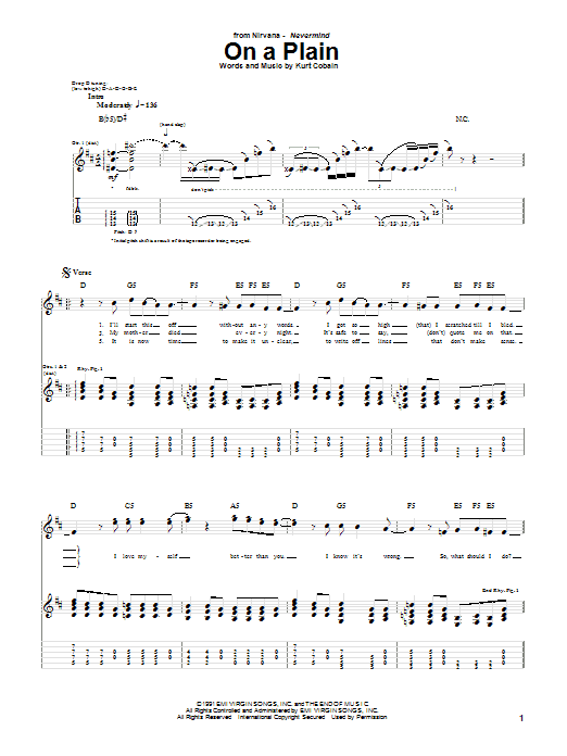 Nirvana On A Plain sheet music notes and chords arranged for Guitar Tab