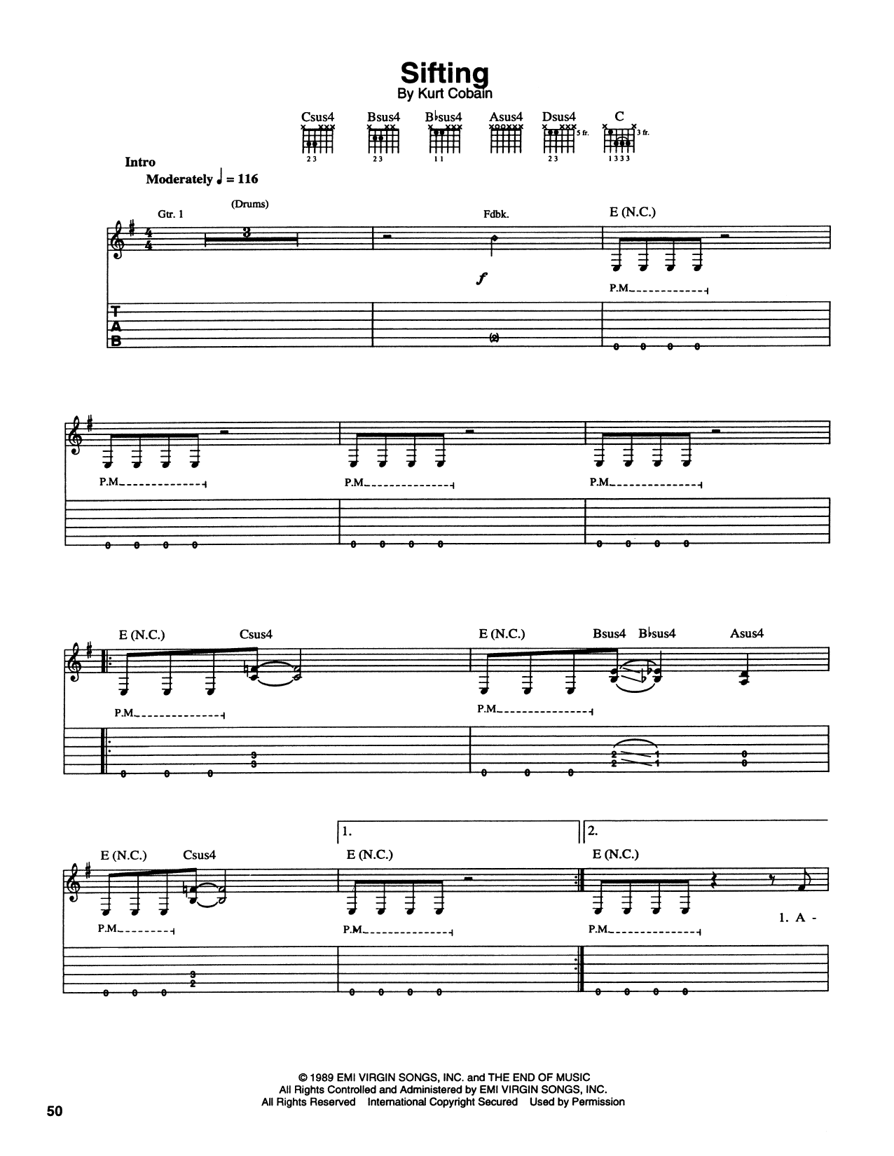 Nirvana Sifting sheet music notes and chords arranged for Guitar Tab