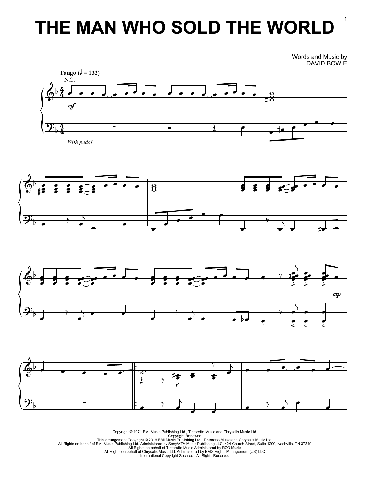 Nirvana The Man Who Sold The World [Jazz version] sheet music notes and chords arranged for Piano Solo