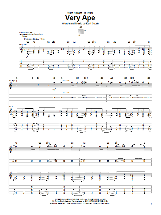 Nirvana Very Ape sheet music notes and chords. Download Printable PDF.