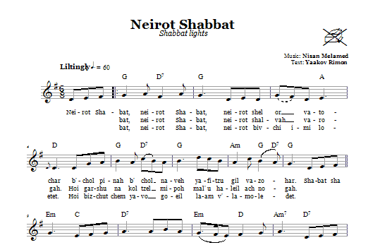 Nisan Melamed Neirot Shabbat (Shabbat Lights) sheet music notes and chords arranged for Lead Sheet / Fake Book