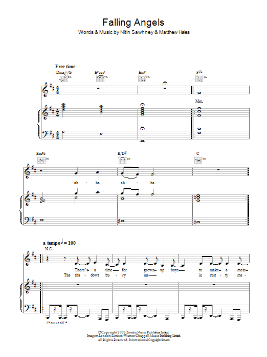 Nitin Sawhney Falling Angels sheet music notes and chords arranged for Piano, Vocal & Guitar Chords