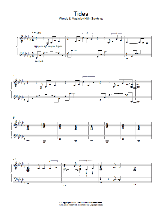 Nitin Sawhney Tides sheet music notes and chords arranged for Piano Solo