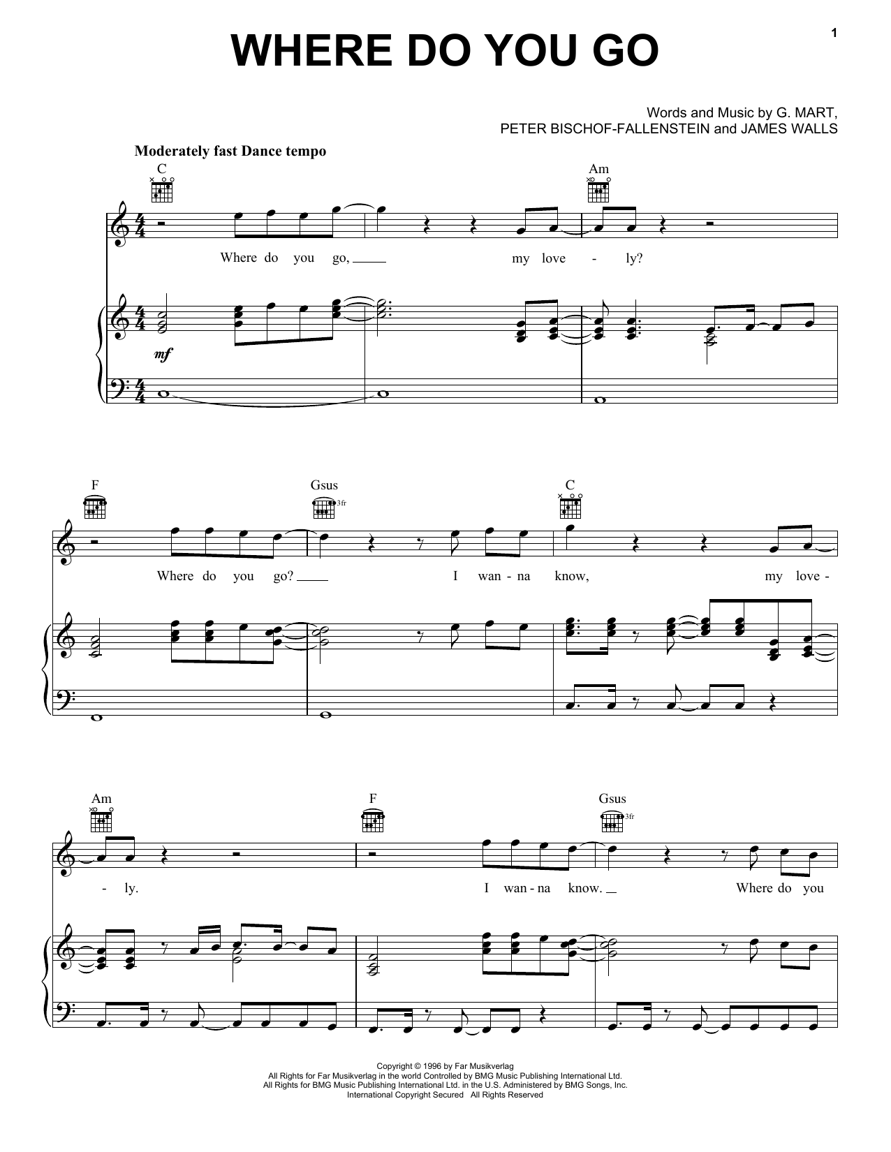 No Mercy Where Do You Go sheet music notes and chords arranged for Piano, Vocal & Guitar Chords (Right-Hand Melody)