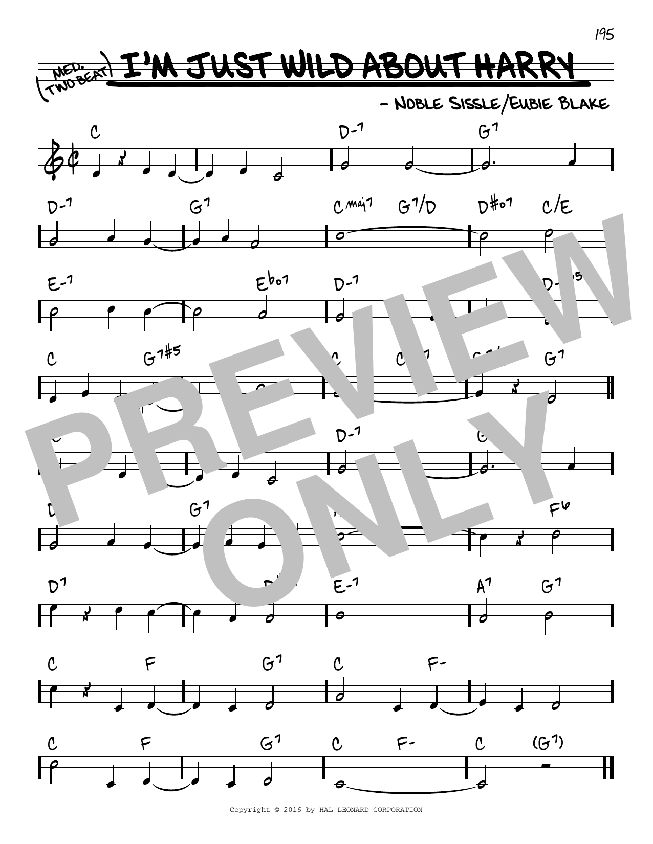 Noble Sissle I'm Just Wild About Harry sheet music notes and chords arranged for Piano, Vocal & Guitar Chords (Right-Hand Melody)