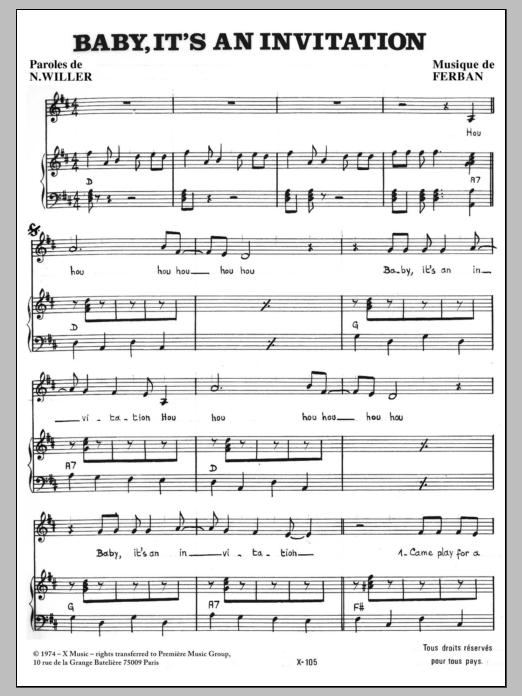 Noe Willer Baby It's An Invitation sheet music notes and chords arranged for Piano & Vocal