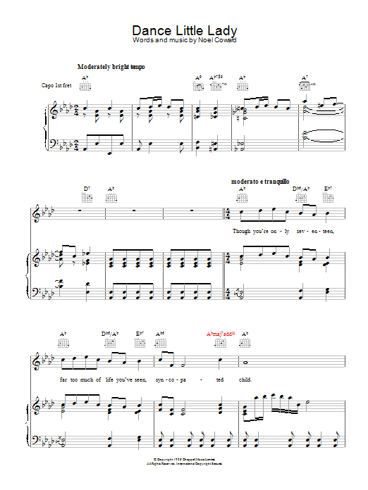Noel Coward Dance Little Lady sheet music notes and chords arranged for Piano, Vocal & Guitar Chords