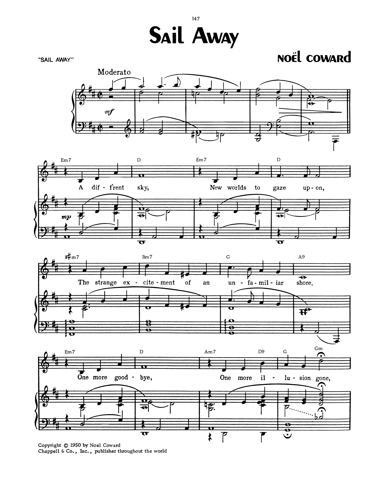 Noel Coward Sail Away sheet music notes and chords arranged for Piano, Vocal & Guitar Chords (Right-Hand Melody)