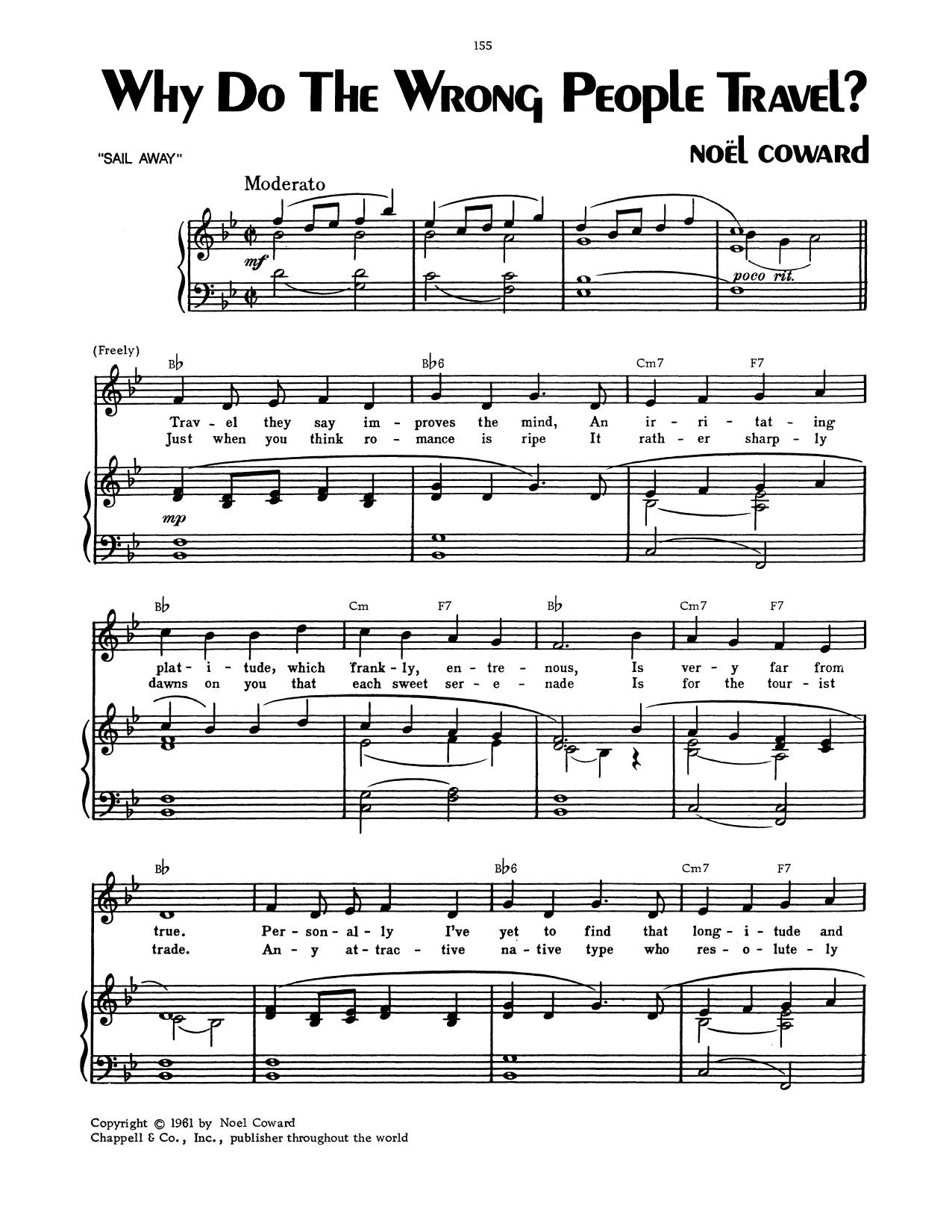 Noel Coward Why Do The Wrong People Travel? sheet music notes and chords arranged for Piano, Vocal & Guitar Chords (Right-Hand Melody)