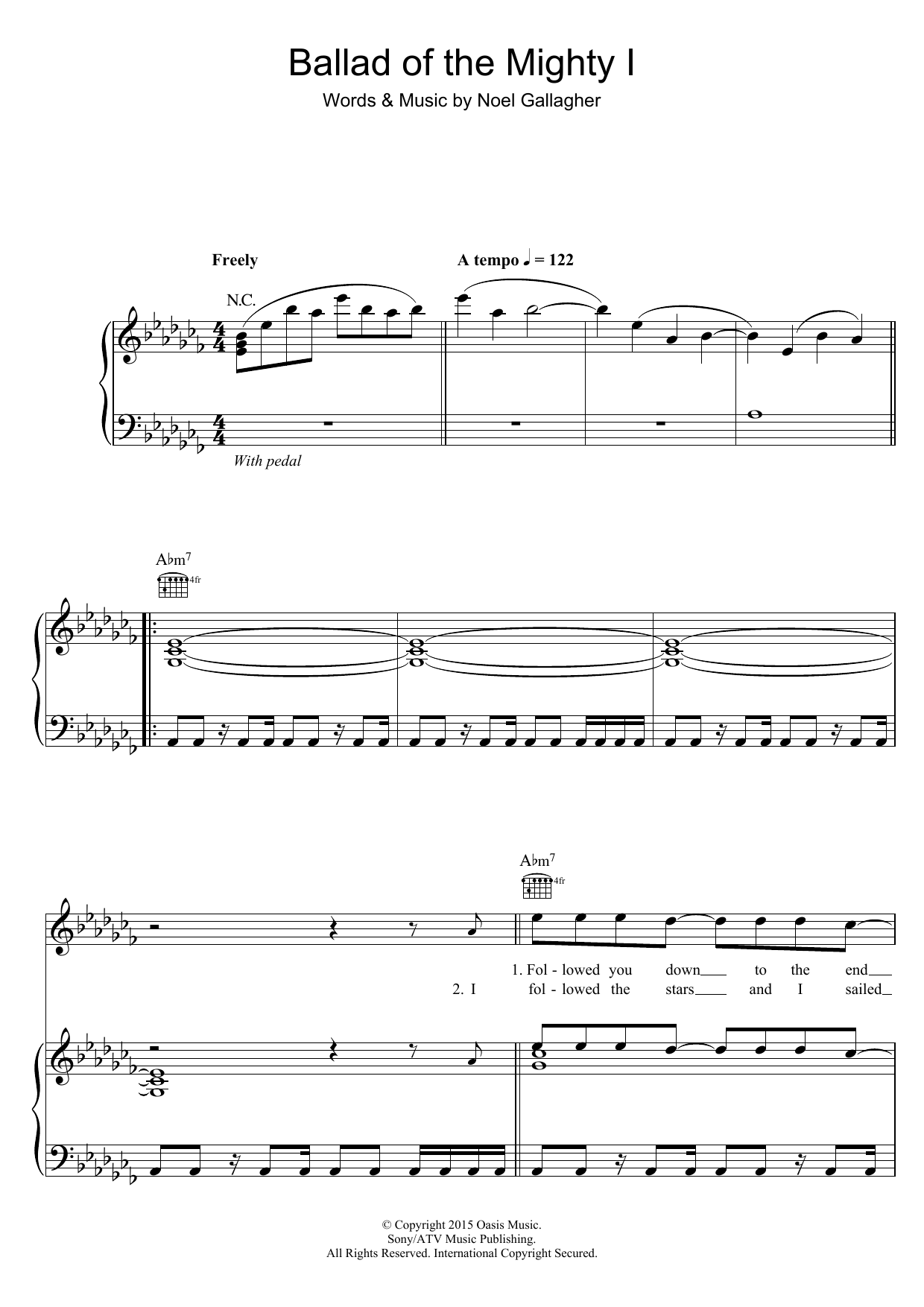 Noel Gallagher's High Flying Birds Ballad Of The Mighty I sheet music notes and chords arranged for Guitar Tab