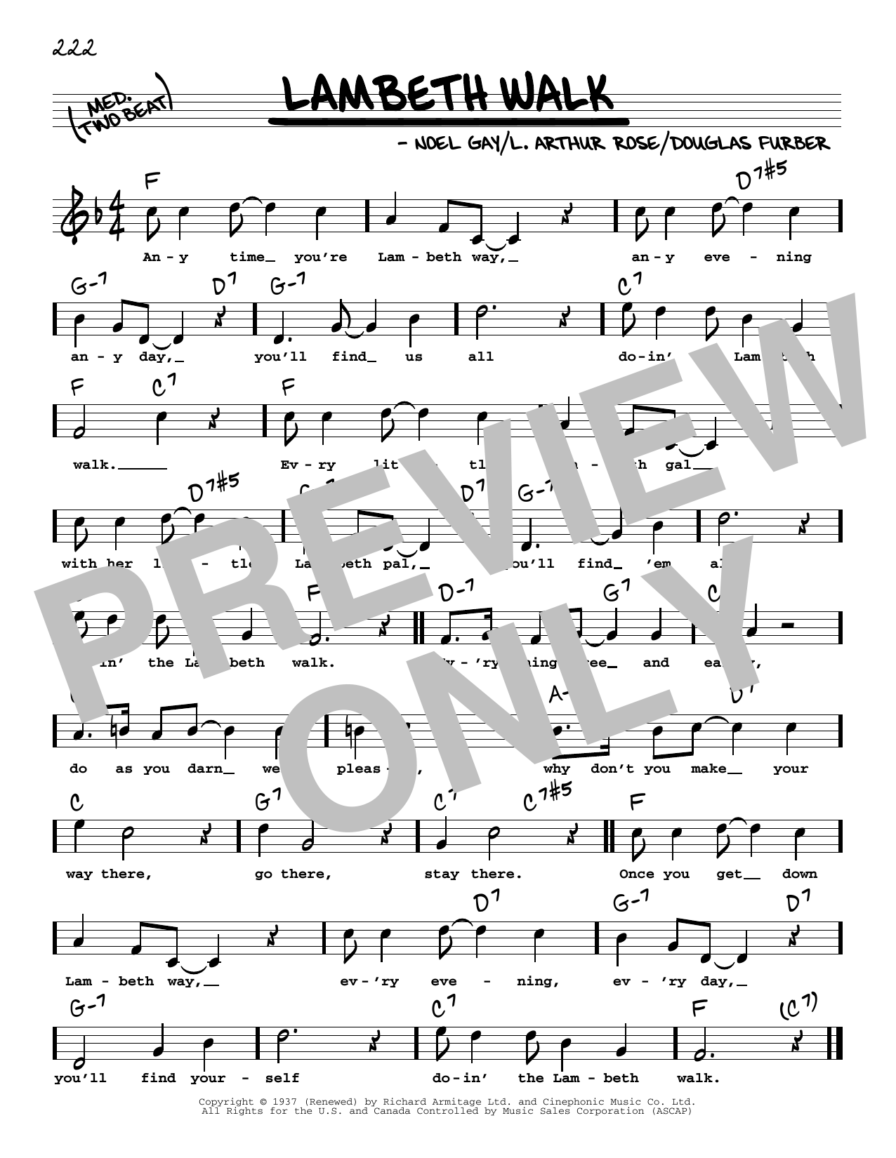 Noel Gay Lambeth Walk (High Voice) sheet music notes and chords arranged for Real Book – Melody, Lyrics & Chords