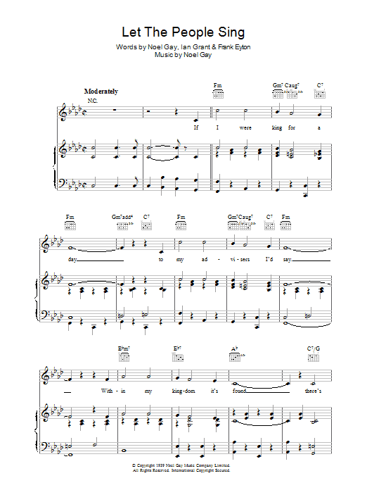 Noel Gay Let The People Sing sheet music notes and chords arranged for Piano, Vocal & Guitar Chords