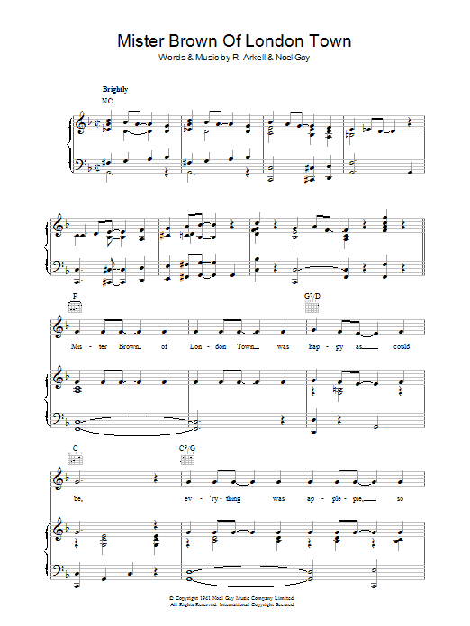 Noel Gay Mister Brown Of London Town sheet music notes and chords arranged for Piano, Vocal & Guitar Chords