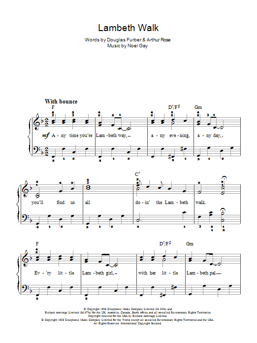 Noel Gay The Lambeth Walk (from Me And My Girl) sheet music notes and chords arranged for Easy Piano