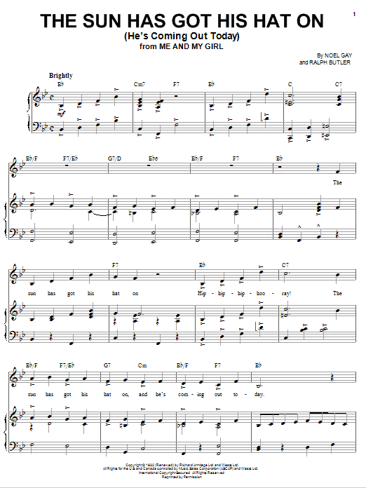 Noel Gay The Sun Has Got His Hat On (He's Coming Out Today) sheet music notes and chords arranged for Piano & Vocal