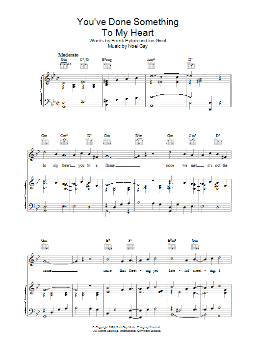 Noel Gay You've Done Something To My Heart sheet music notes and chords arranged for Piano, Vocal & Guitar Chords