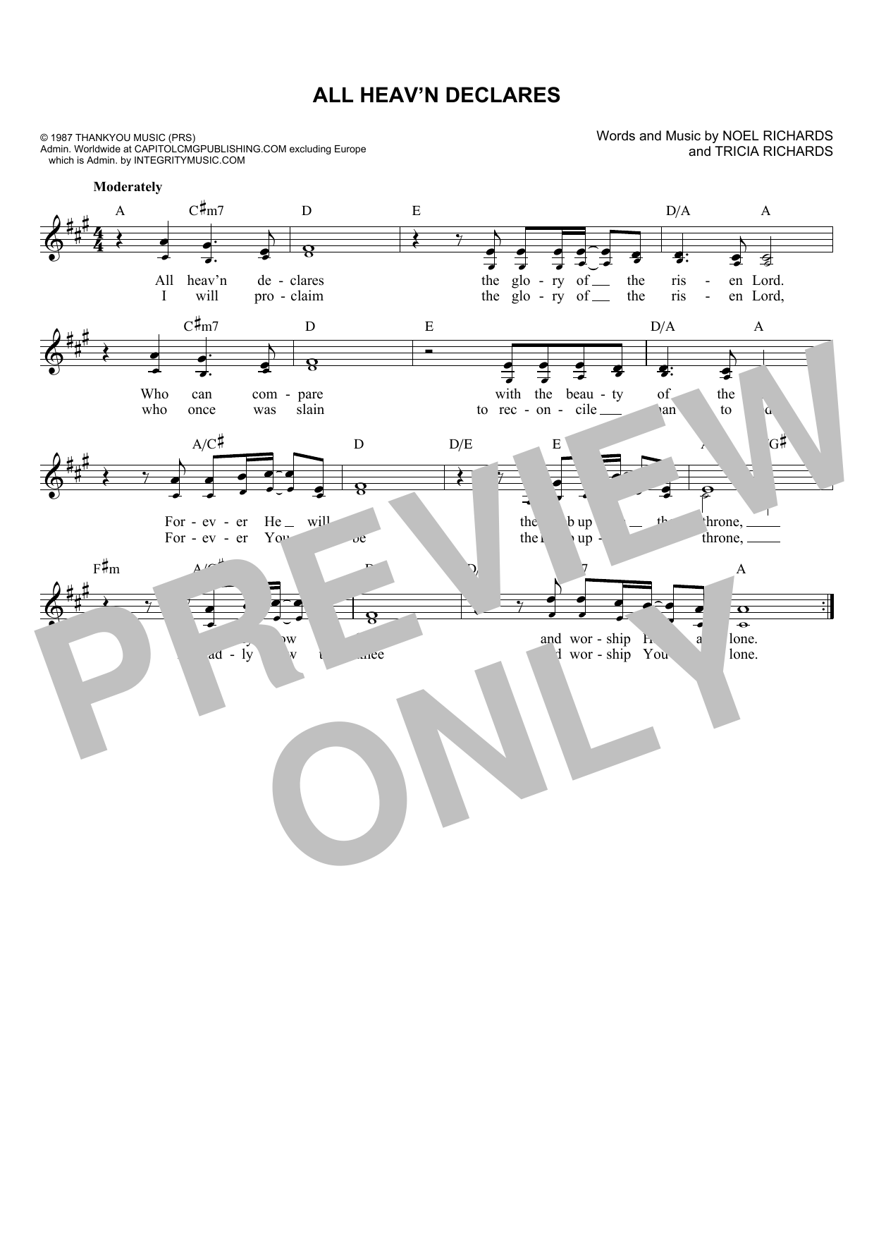 Noel Richards All Heav'n Declares sheet music notes and chords arranged for Lead Sheet / Fake Book