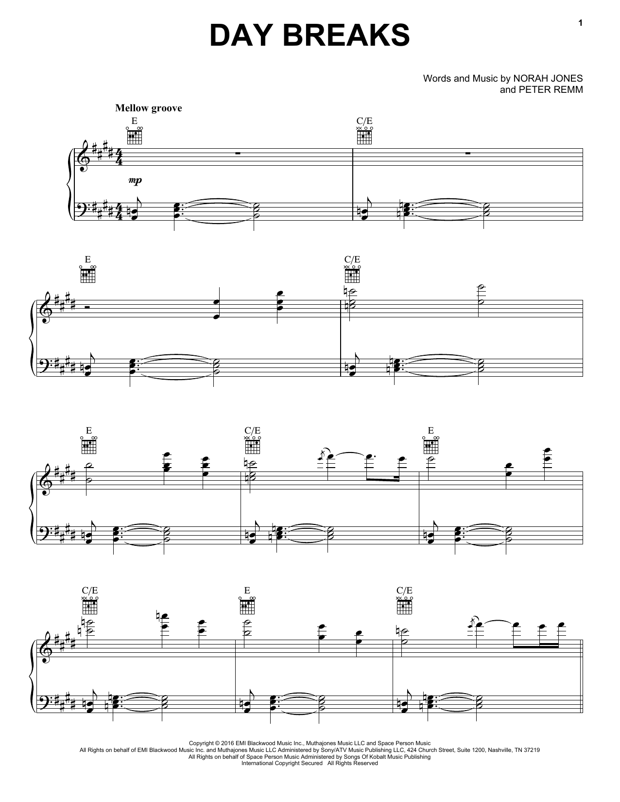 Norah Jones Day Breaks sheet music notes and chords arranged for Piano, Vocal & Guitar Chords (Right-Hand Melody)