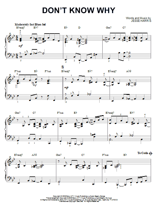 Norah Jones Don't Know Why [Jazz version] (arr. Brent Edstrom) sheet music notes and chords arranged for Piano Solo