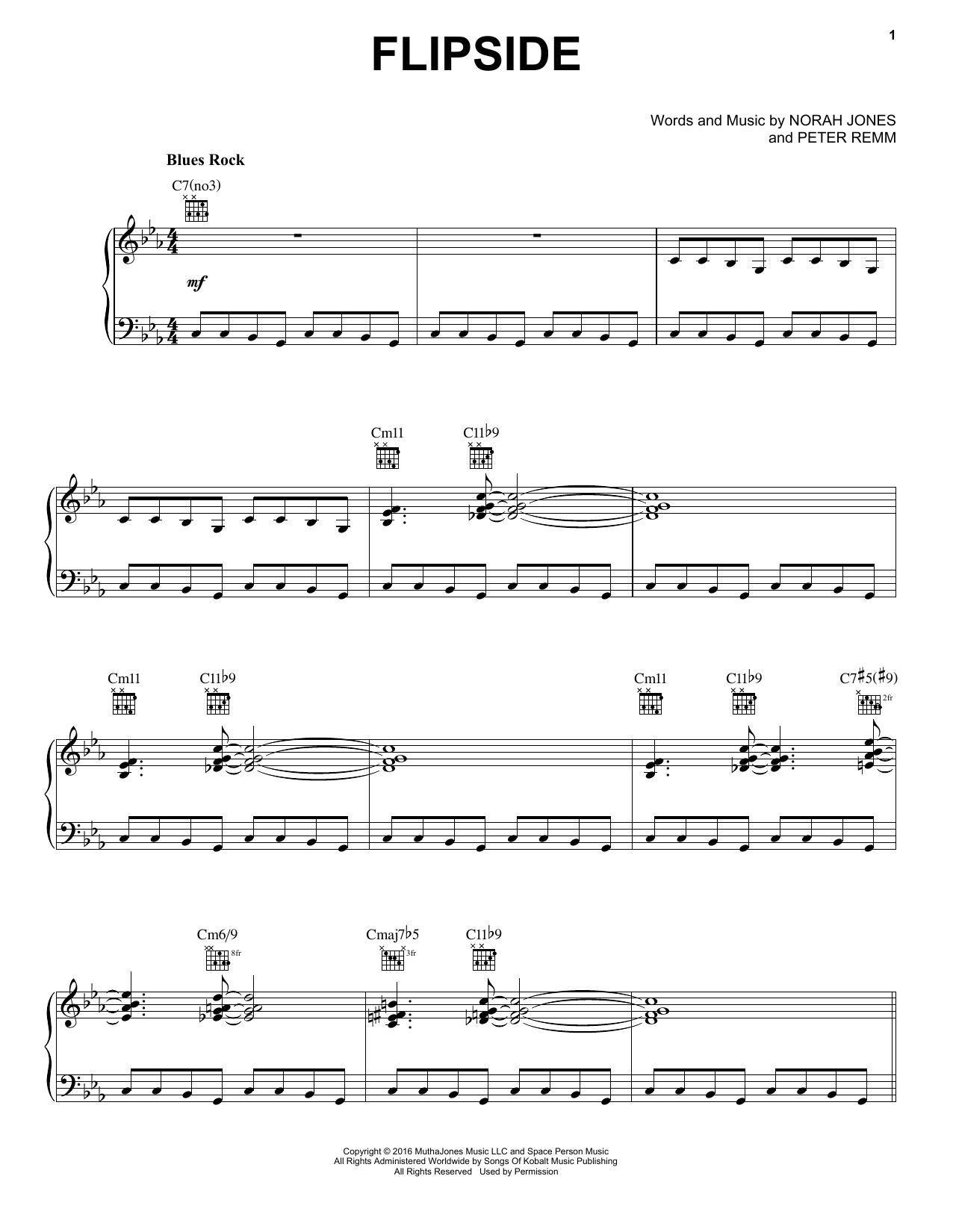 Norah Jones Flipside sheet music notes and chords arranged for Piano, Vocal & Guitar Chords (Right-Hand Melody)