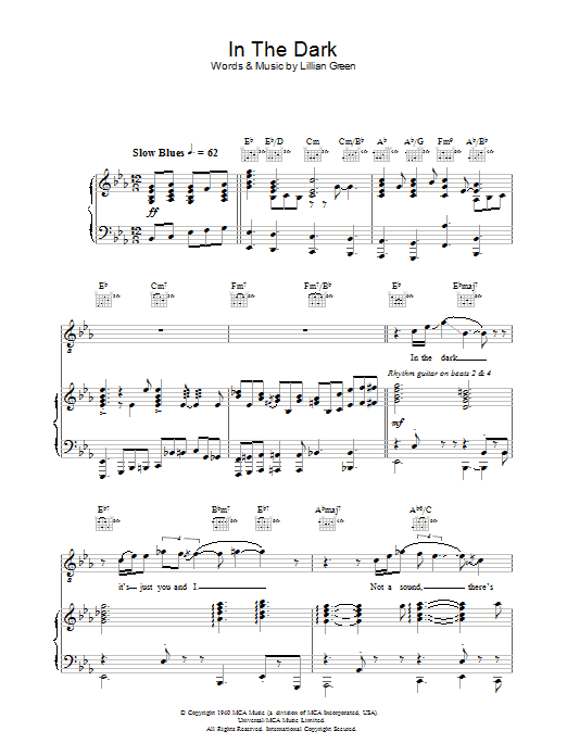 Norah Jones In The Dark sheet music notes and chords arranged for Piano, Vocal & Guitar Chords