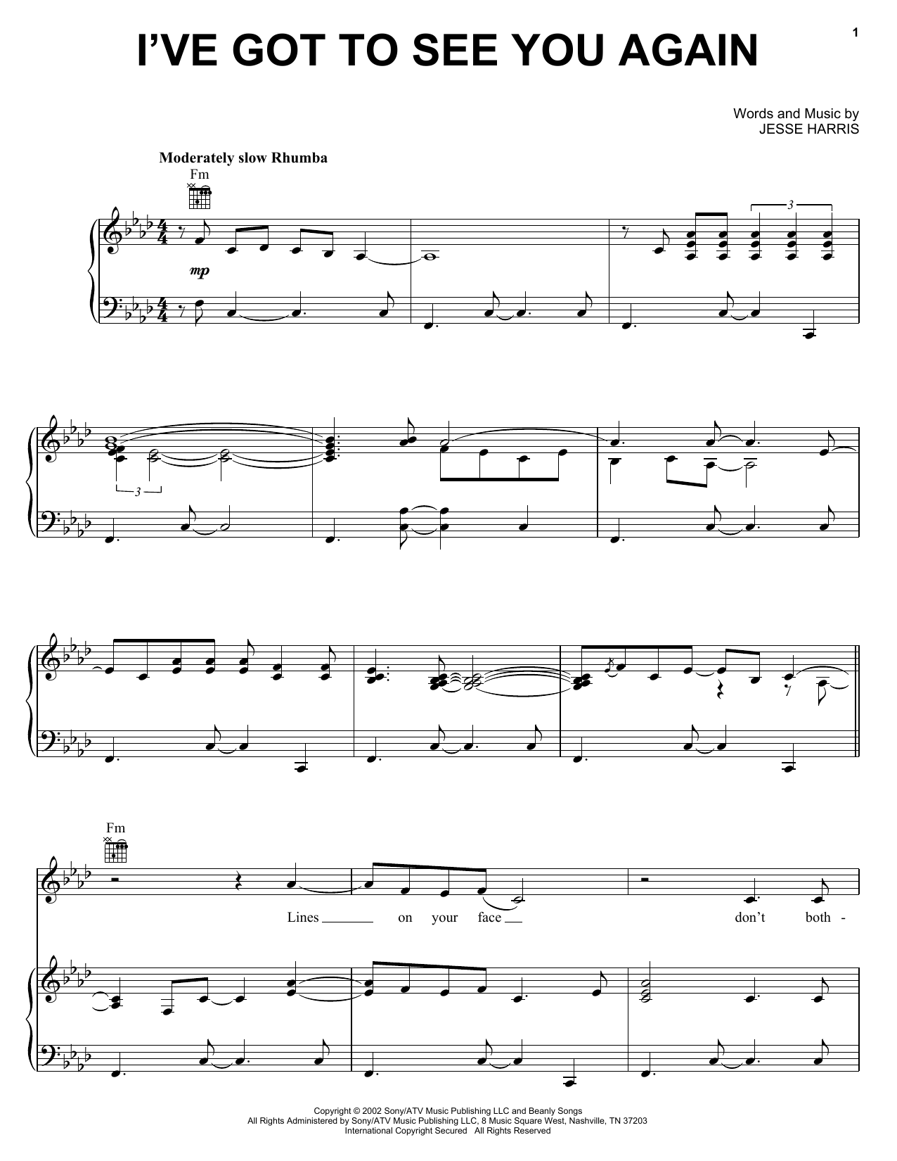 Norah Jones I've Got To See You Again sheet music notes and chords arranged for Piano Solo