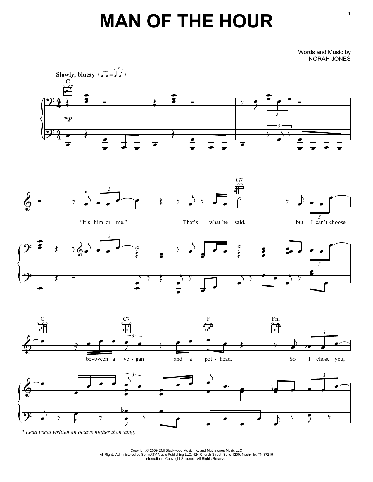 Norah Jones Man Of The Hour sheet music notes and chords arranged for Piano, Vocal & Guitar Chords (Right-Hand Melody)
