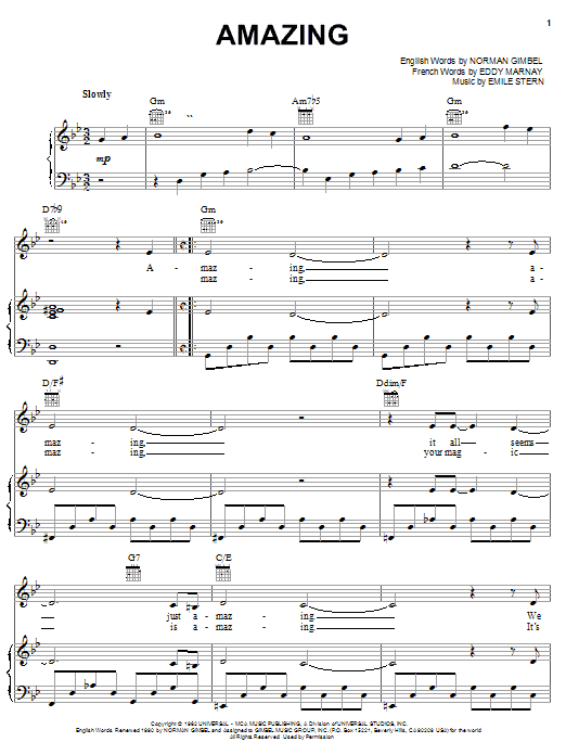 Norman Gimbel Amazing sheet music notes and chords arranged for Piano, Vocal & Guitar Chords (Right-Hand Melody)