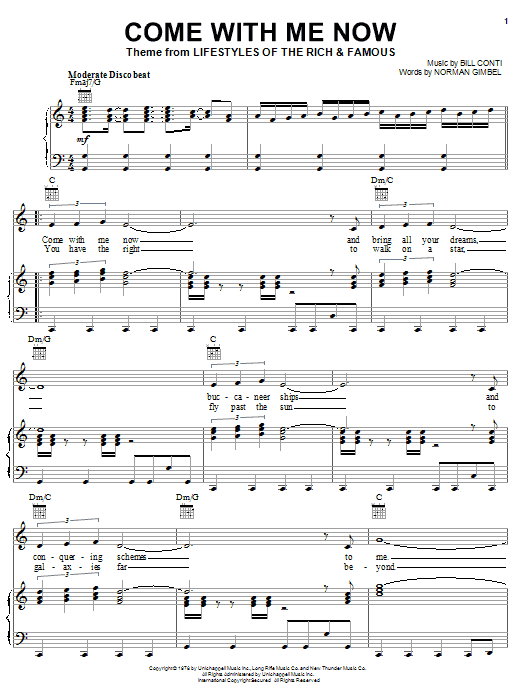Norman Gimbel Come With Me Now sheet music notes and chords arranged for Piano, Vocal & Guitar Chords (Right-Hand Melody)