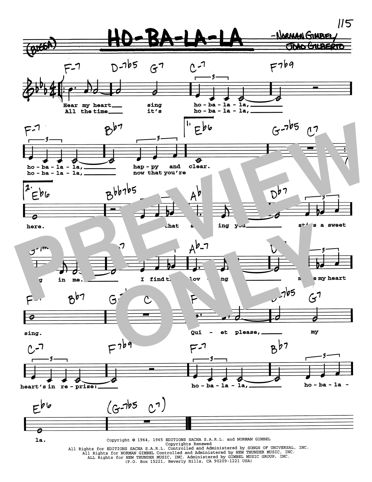 Norman Gimbel Ho-Ba-La-La (Low Voice) sheet music notes and chords arranged for Real Book – Melody, Lyrics & Chords