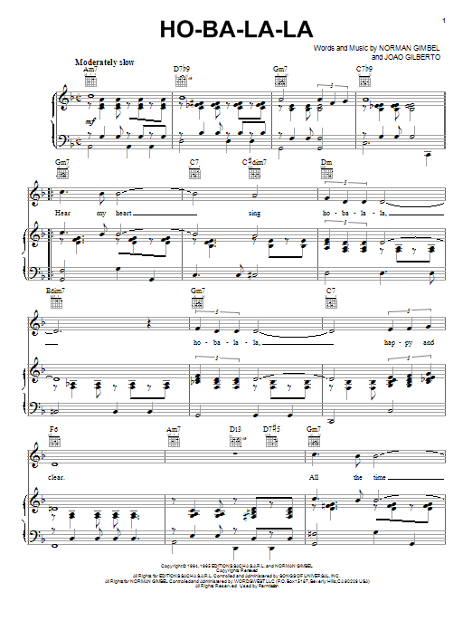 Norman Gimbel Ho-Ba-La-La sheet music notes and chords arranged for Real Book – Melody & Chords – C Instruments