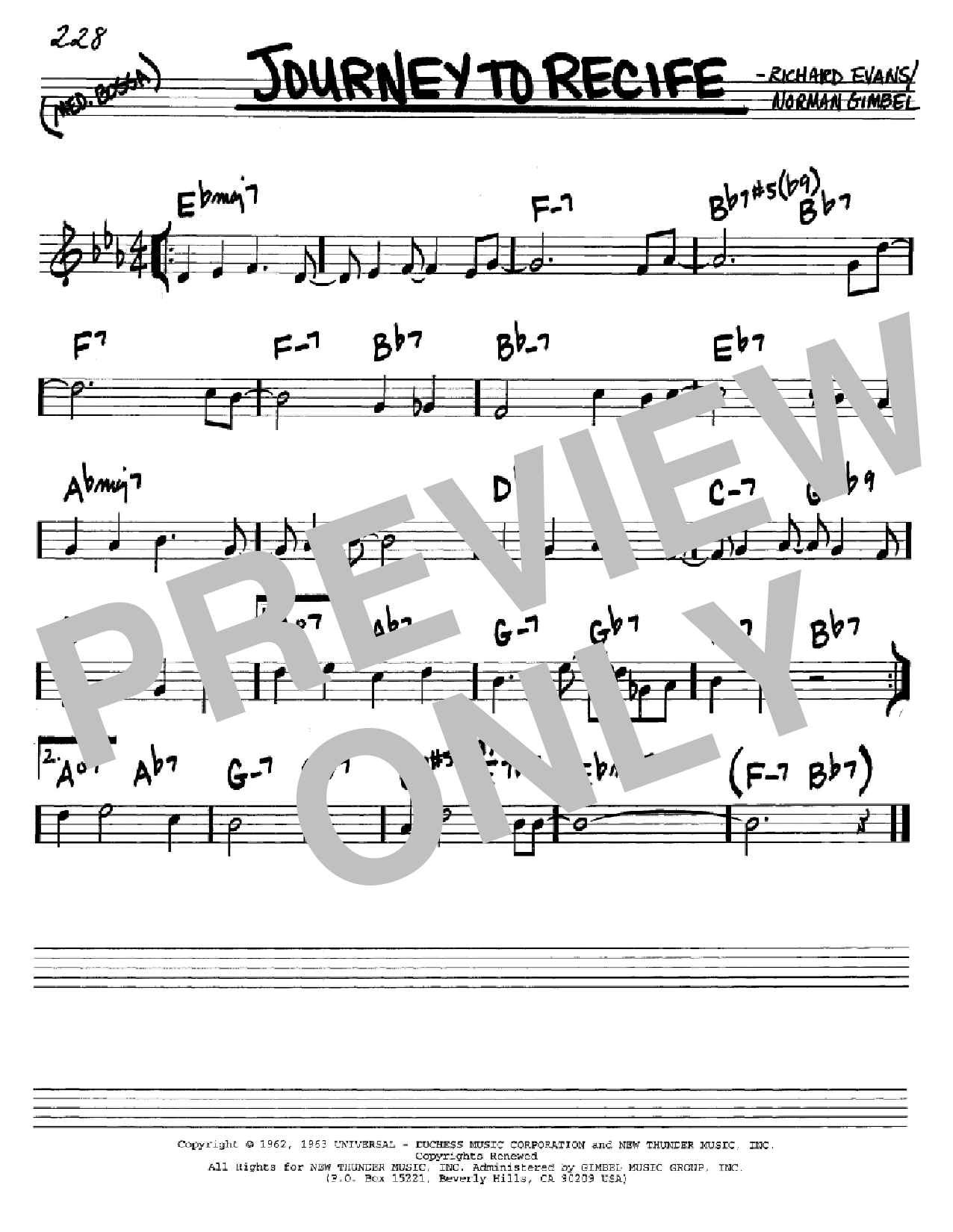Norman Gimbel Journey To Recife sheet music notes and chords arranged for Real Book – Melody & Chords – Bb Instruments