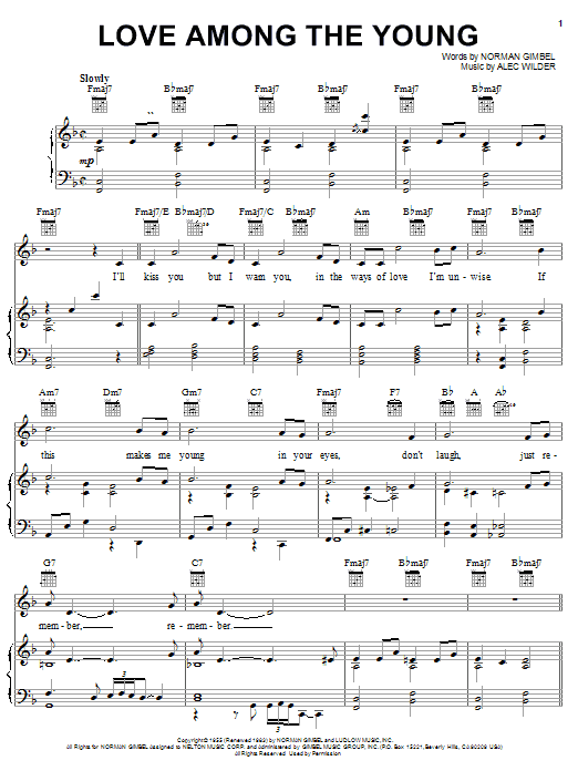 Norman Gimbel Love Among The Young sheet music notes and chords arranged for Piano, Vocal & Guitar Chords (Right-Hand Melody)