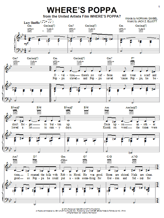 Norman Gimbel Where's Poppa sheet music notes and chords arranged for Piano, Vocal & Guitar Chords (Right-Hand Melody)