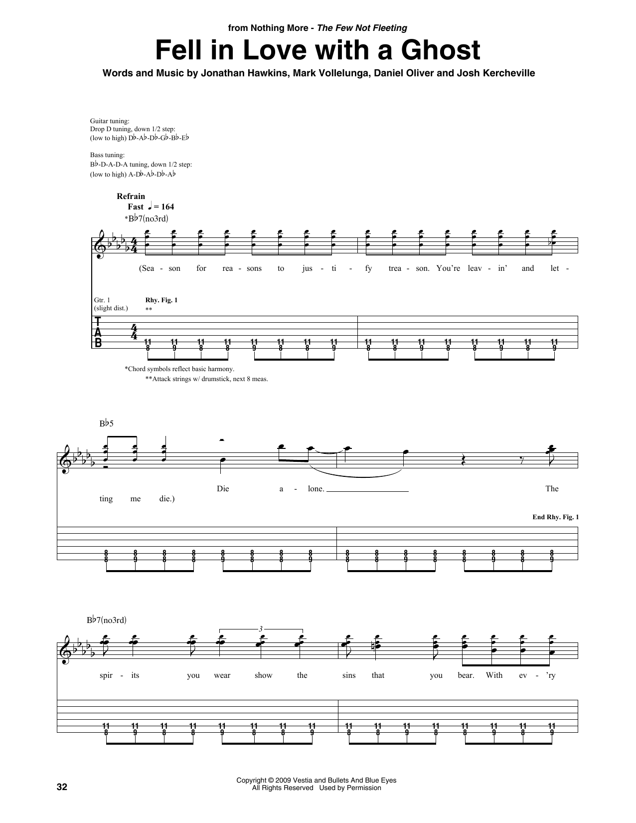 Nothing More Fell In Love With A Ghost sheet music notes and chords arranged for Guitar Rhythm Tab