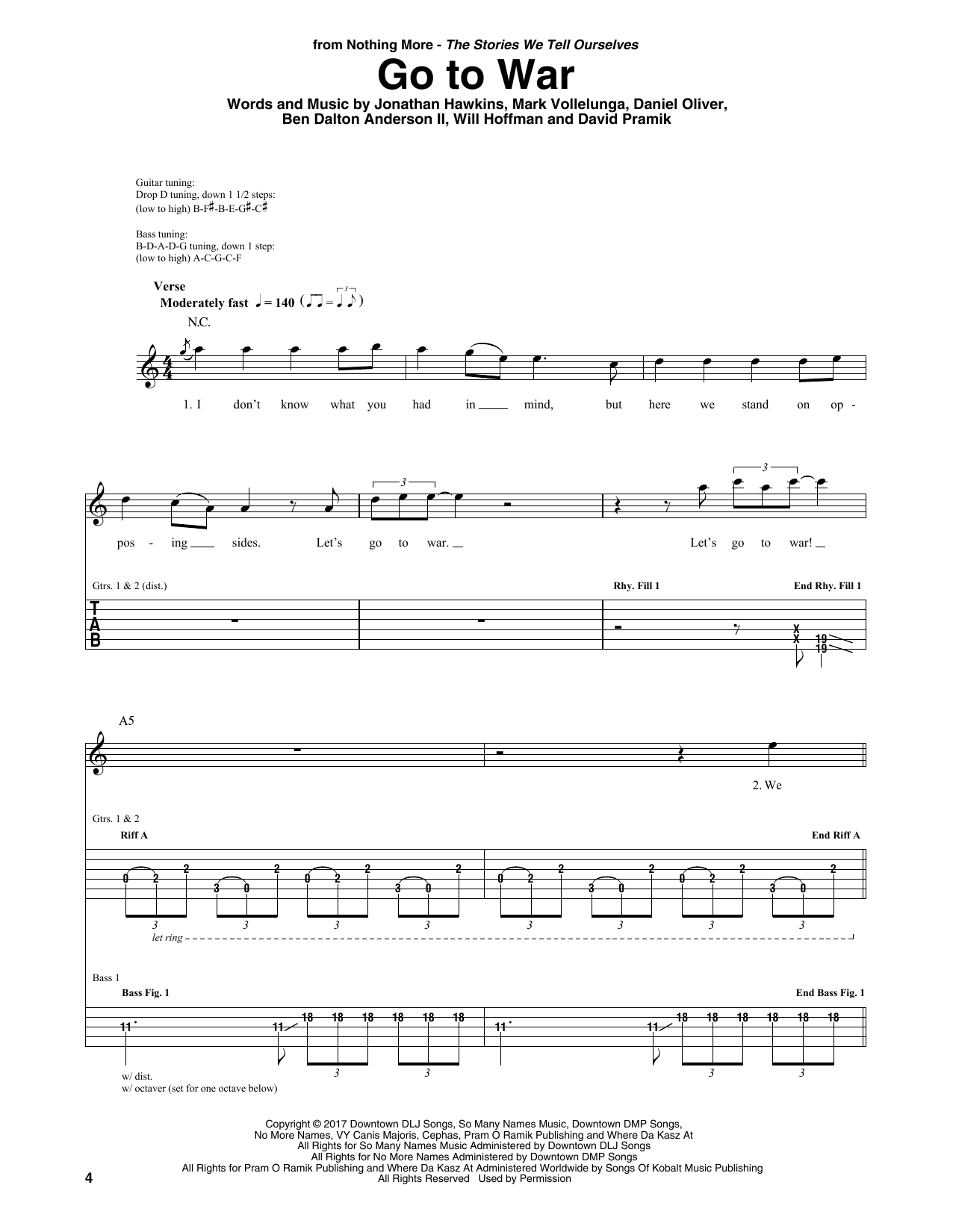 Nothing More Go To War sheet music notes and chords arranged for Guitar Rhythm Tab