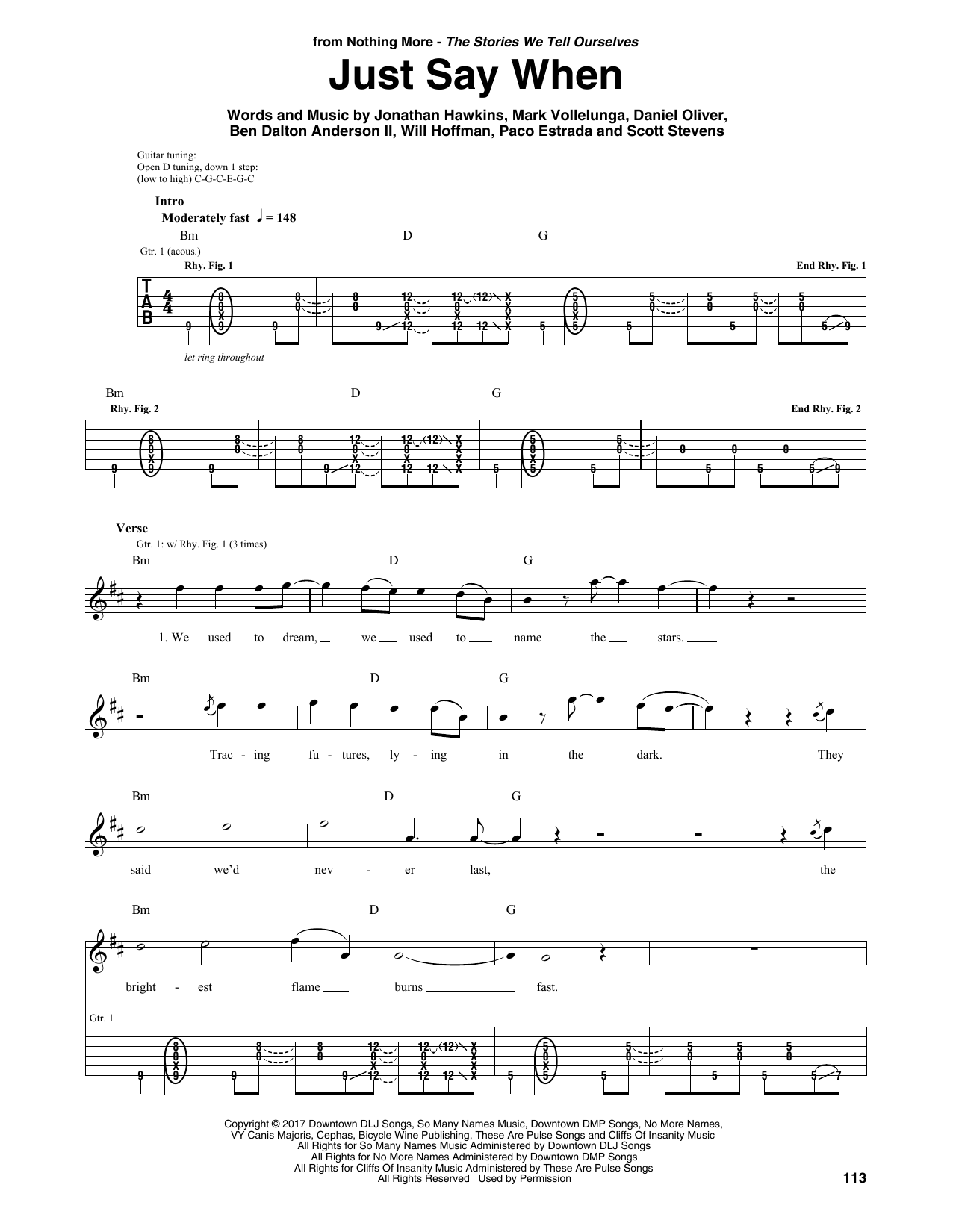 Nothing More Just Say When sheet music notes and chords arranged for Guitar Rhythm Tab