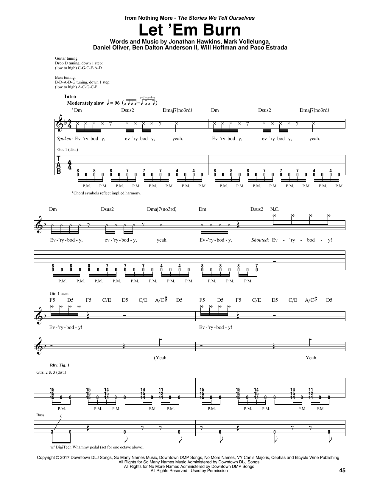 Nothing More Let 'Em Burn sheet music notes and chords arranged for Guitar Rhythm Tab