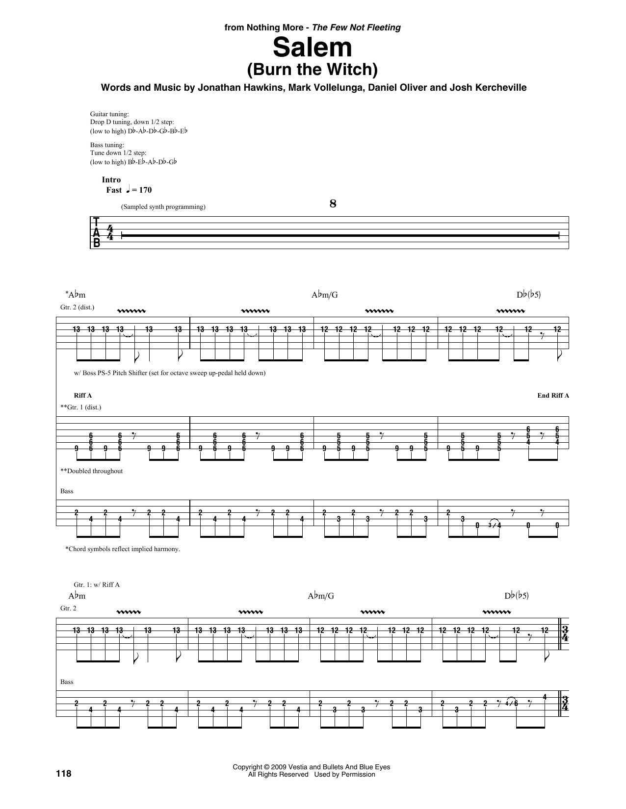 Nothing More Salem (Burn The Witch) sheet music notes and chords arranged for Guitar Rhythm Tab