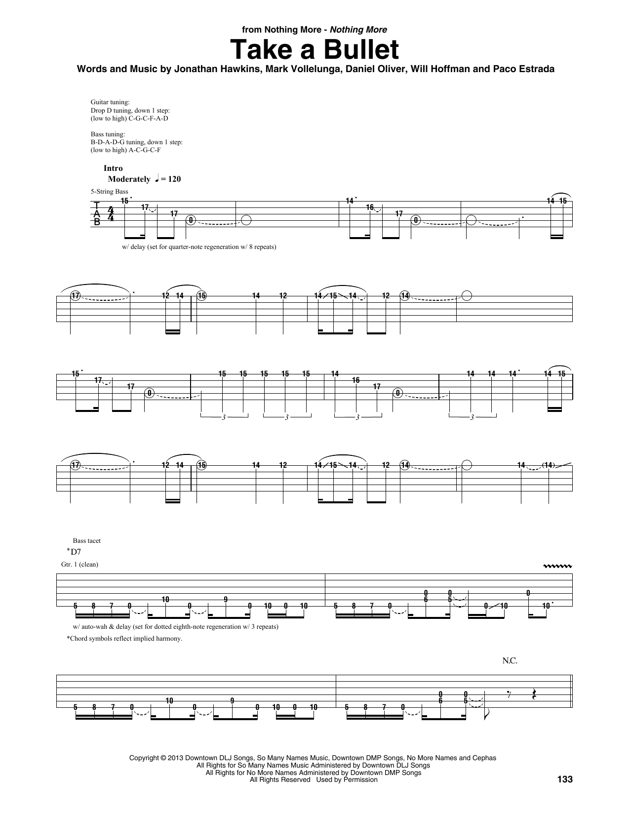 Nothing More Take A Bullet sheet music notes and chords arranged for Guitar Rhythm Tab