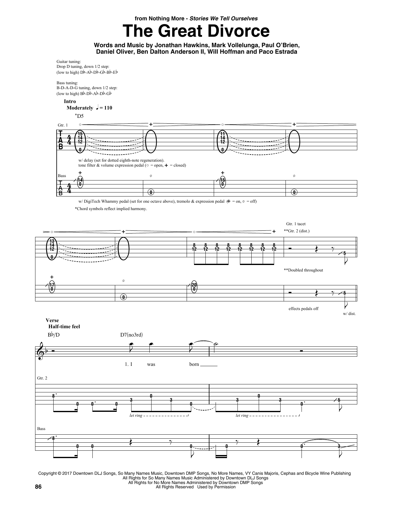 Nothing More The Great Divorce sheet music notes and chords arranged for Guitar Rhythm Tab