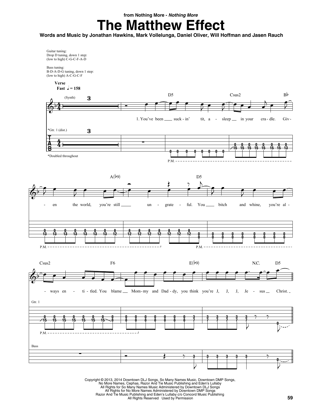 Nothing More The Matthew Effect sheet music notes and chords arranged for Guitar Rhythm Tab