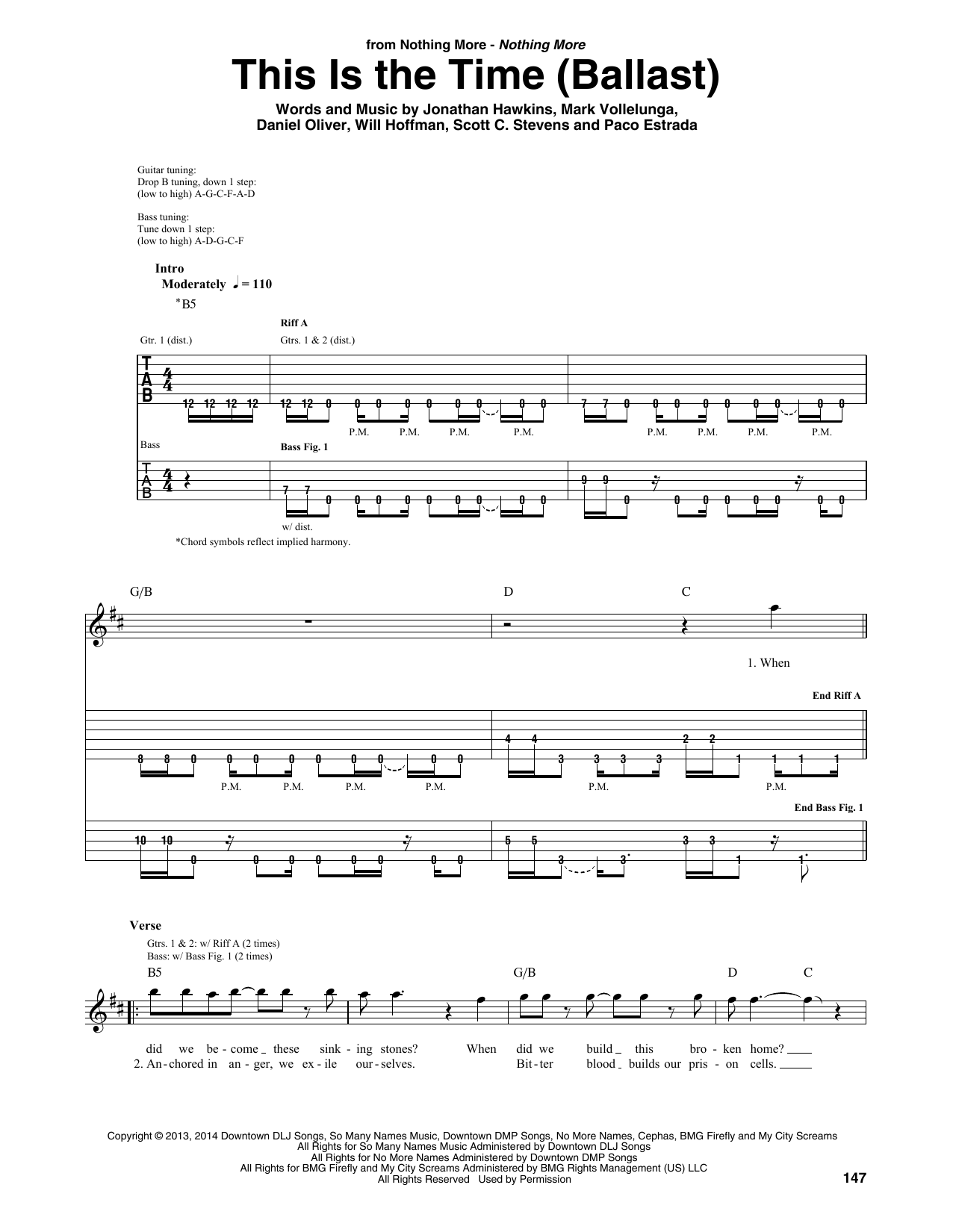 Nothing More This Is The Time (Ballast) sheet music notes and chords arranged for Guitar Rhythm Tab