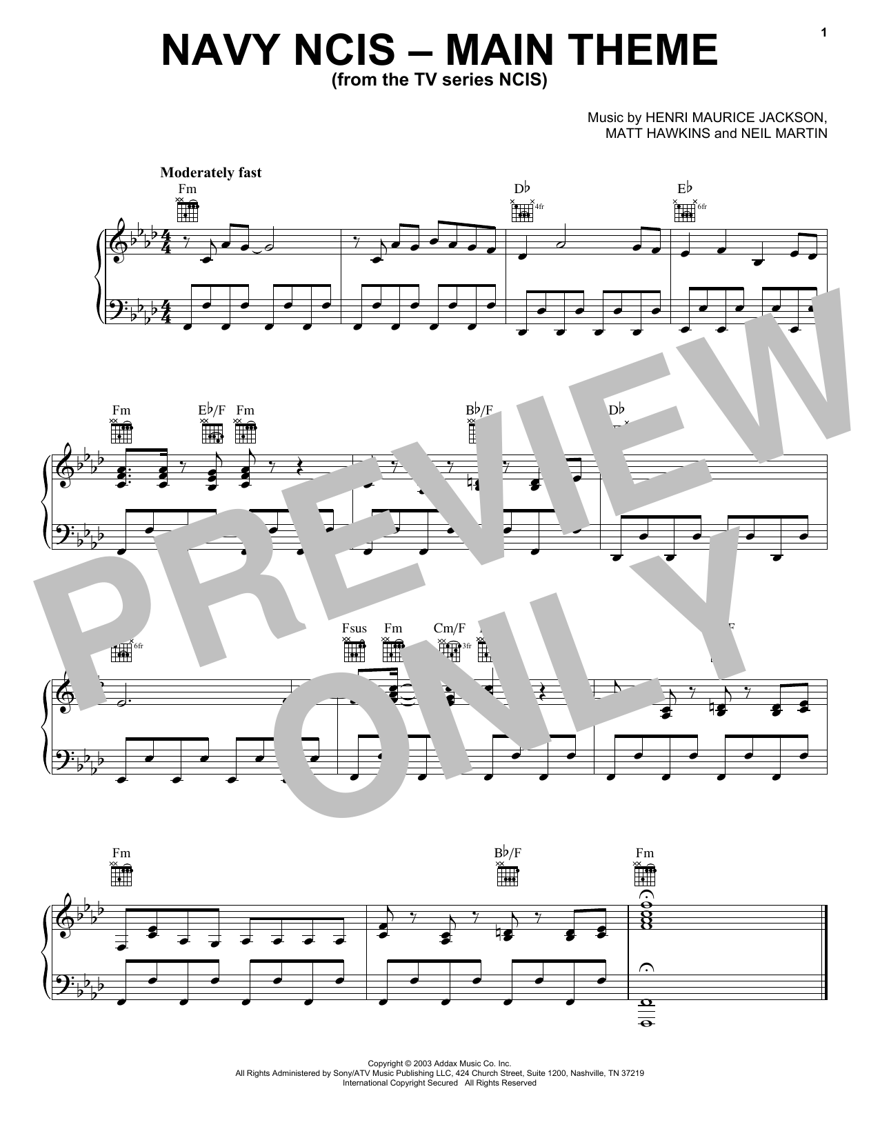 Numeriklab Navy NCIS (Main Theme) sheet music notes and chords arranged for Piano Solo