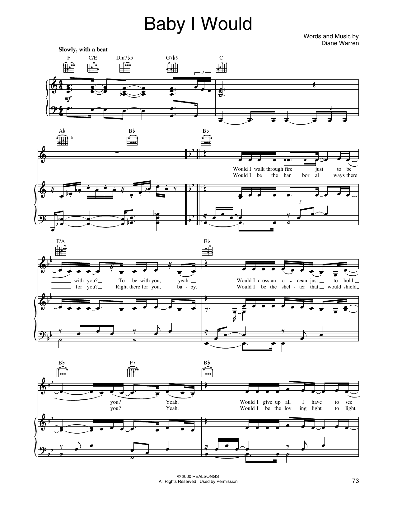 O-Town Baby I Would sheet music notes and chords arranged for Piano, Vocal & Guitar Chords (Right-Hand Melody)