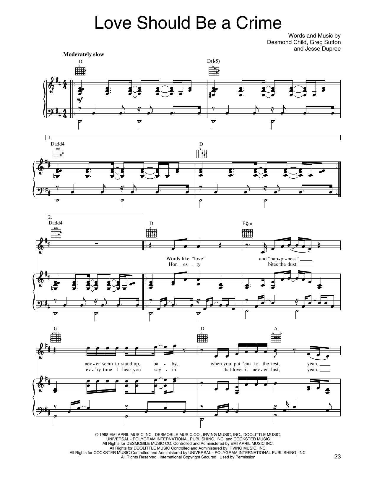 O-Town Love Should Be A Crime sheet music notes and chords arranged for Piano, Vocal & Guitar Chords (Right-Hand Melody)