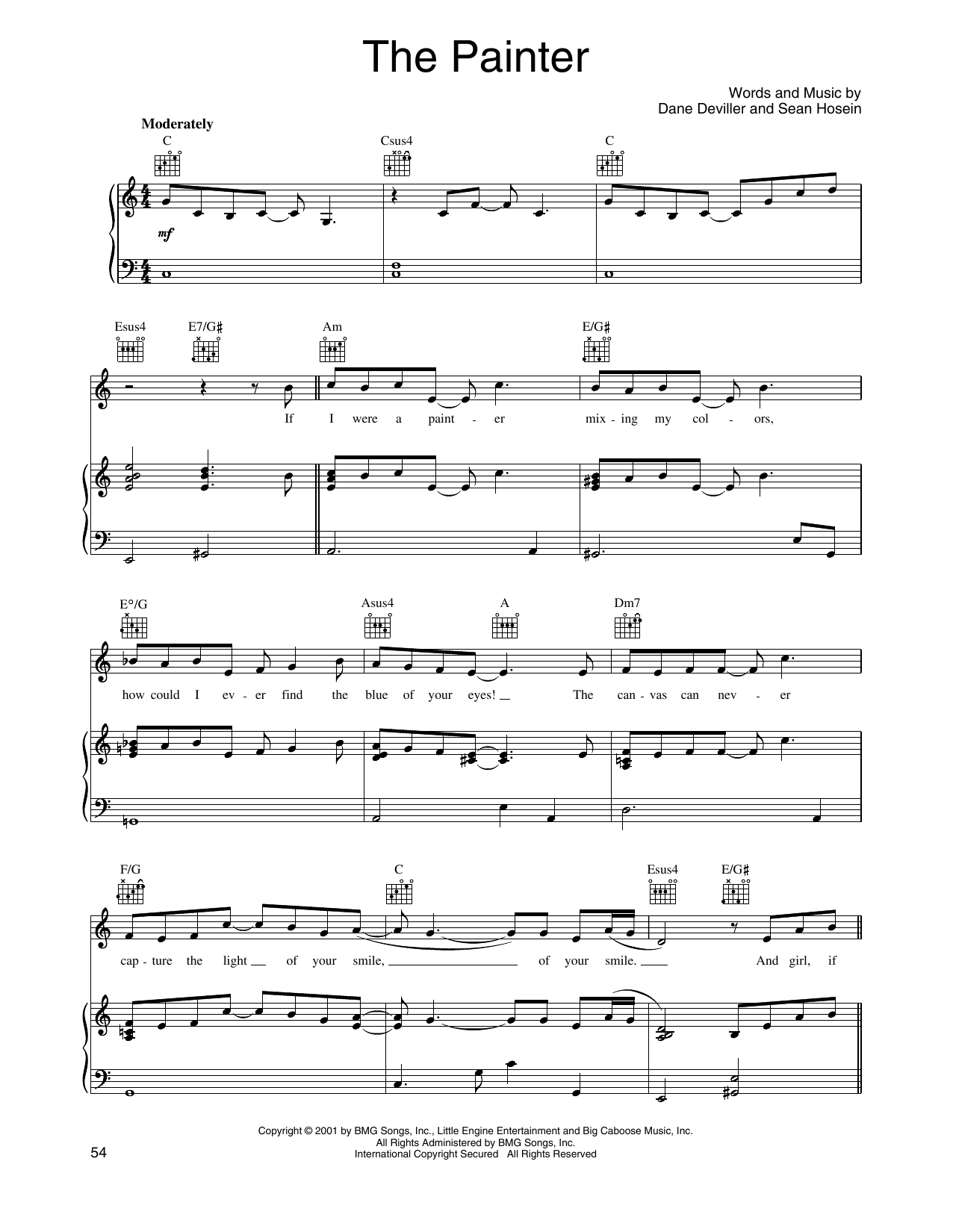 O-Town The Painter sheet music notes and chords arranged for Piano, Vocal & Guitar Chords (Right-Hand Melody)