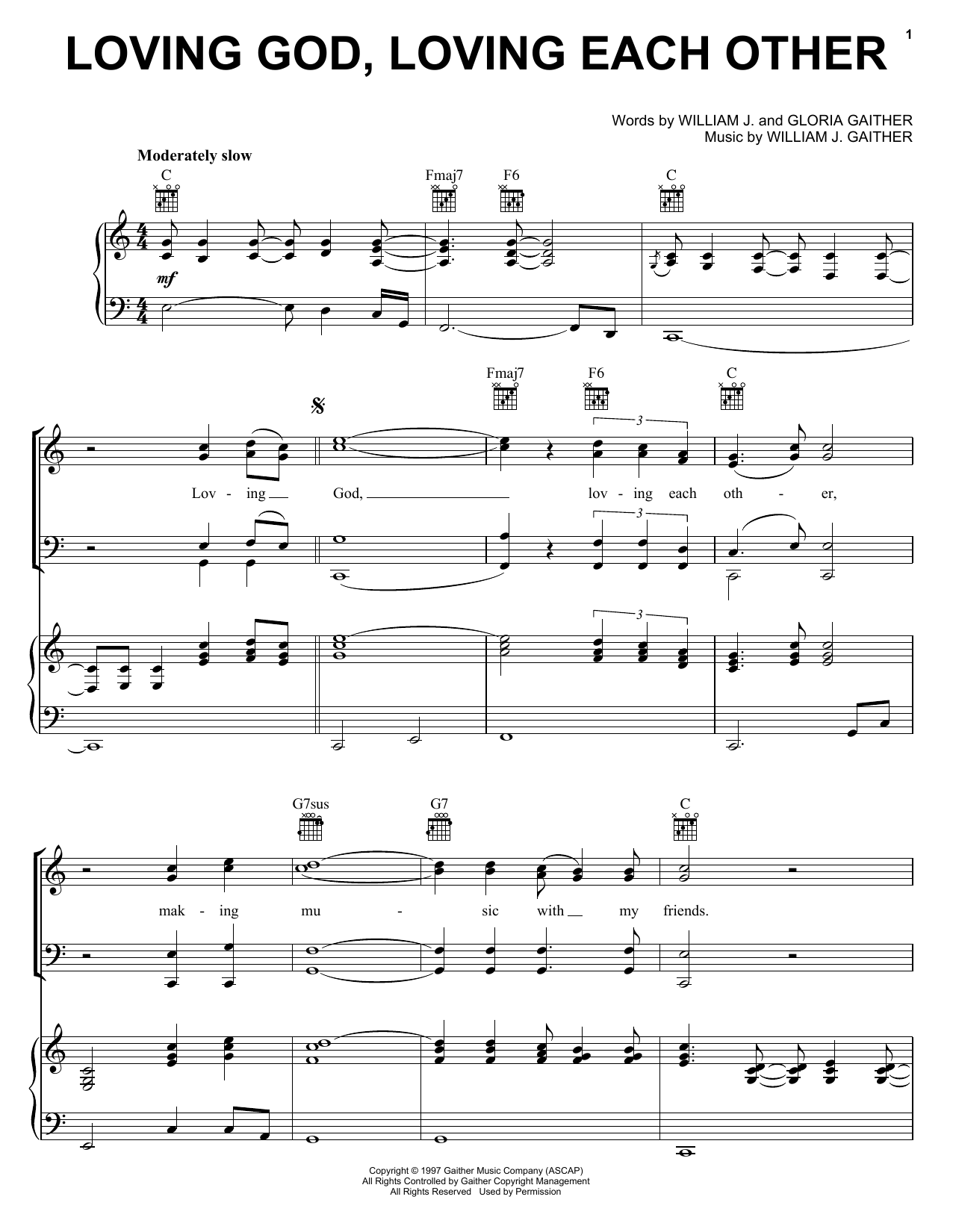 Oak Ridge Boys Loving God, Loving Each Other sheet music notes and chords arranged for Piano, Vocal & Guitar Chords (Right-Hand Melody)